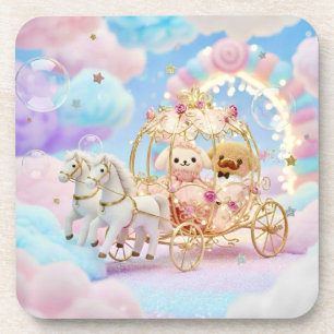 Dessous-de-verre Mariage de chiot mignon Carrosse de conte de fées