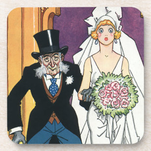 Dessous-de-verre Mariage drôle vintage, romance de mai décembre