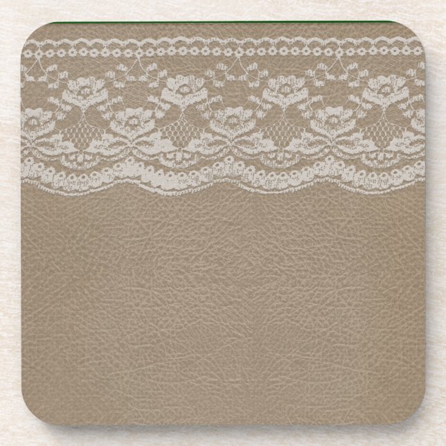 Dessous-de-verre Mariage en cuir et dentelle (Devant)