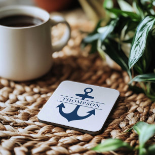 Dessous-de-verre Mariage Monogramme Ancre de la Marine Nautique