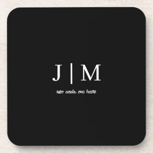 Dessous-de-verre Mariage Noir et Blanc Texte Personnalisable