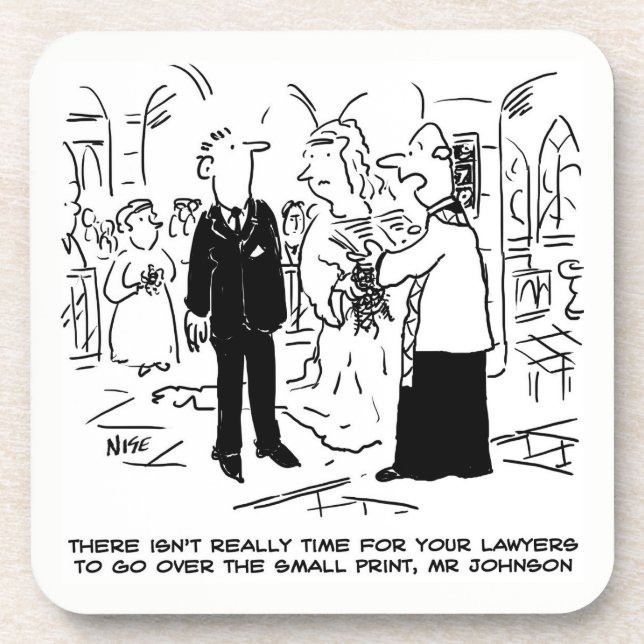 Dessous-de-verre Mariage Vows Joke Vicar et Bridegroom sur un (Devant)