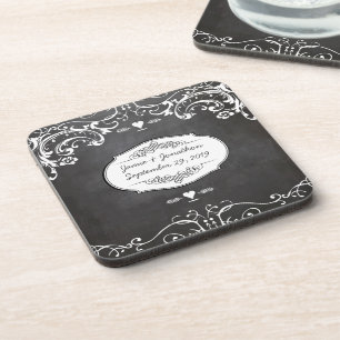 Dessous-de-verre Mariages à la typographie sur tableau noir