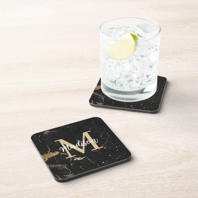 Dessous-de-verre Marque noire Monogram Gold (Côté Droit)