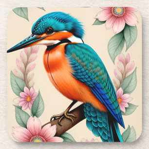 Dessous-de-verre Martin-pêcheur coloré perché sur une branche