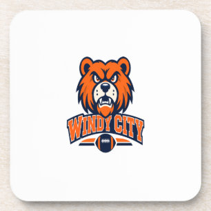 Dessous-de-verre Mascotte d'ours de football de la ville venteuse F