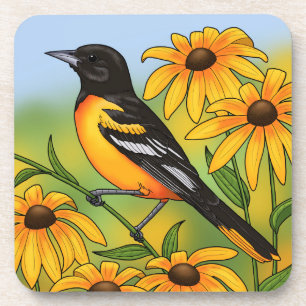 Dessous-de-verre MD State Bird Oriole & Black eyed Susan Flower
