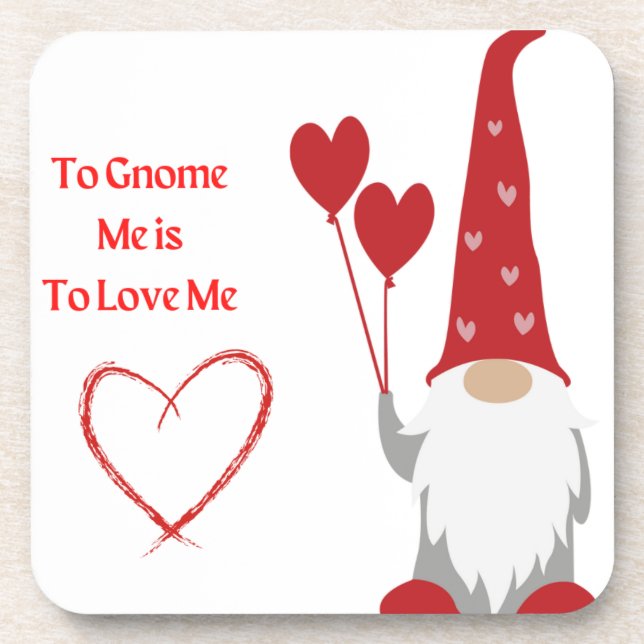 Dessous-de-verre Me Gnome est de m'aimer avec un Gnome Valentin (Devant)