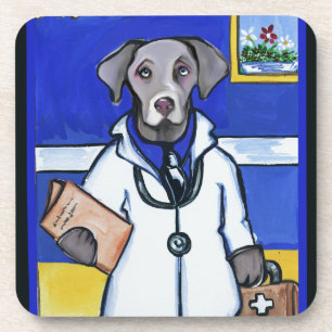 DESSOUS-DE-VERRE MÉDECIN WEIMARANER