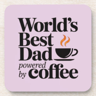 Dessous-de-verre Meilleur Papa du Monde Alimenté par le Café Fête d