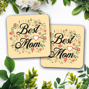 Dessous-de-verre Meilleure Maman Design Floral Élégant