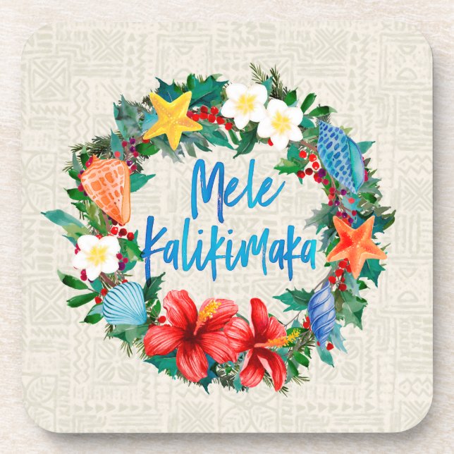 Dessous-de-verre Mele Kalikimaka Hawaiian Christmas Wreath (Devant)