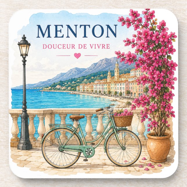 Dessous-de-verre Menton French Riviera bicycle  coasters (Devant)