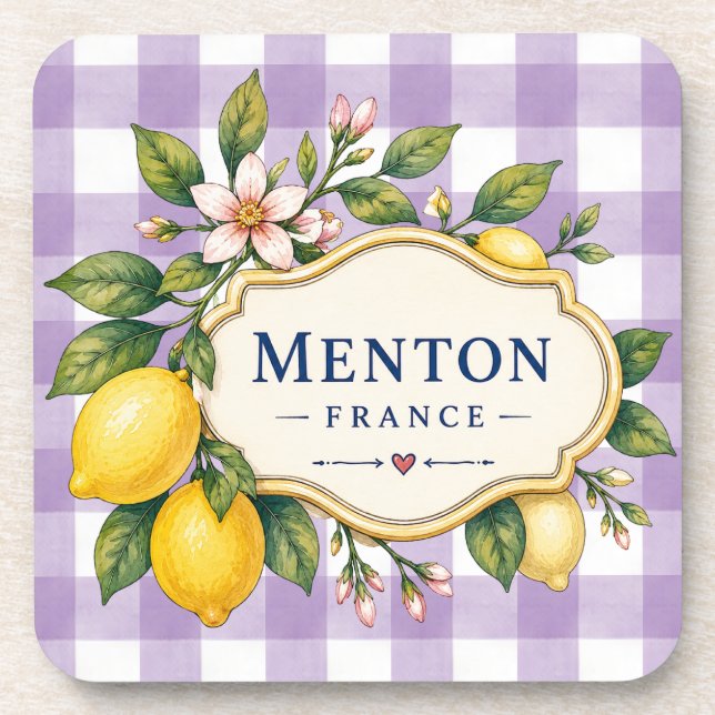 Dessous-de-verre Menton Lemon Cote d Azur coasters (Devant)