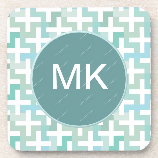 Dessous-de-verre Mer vert géométrique (Devant)