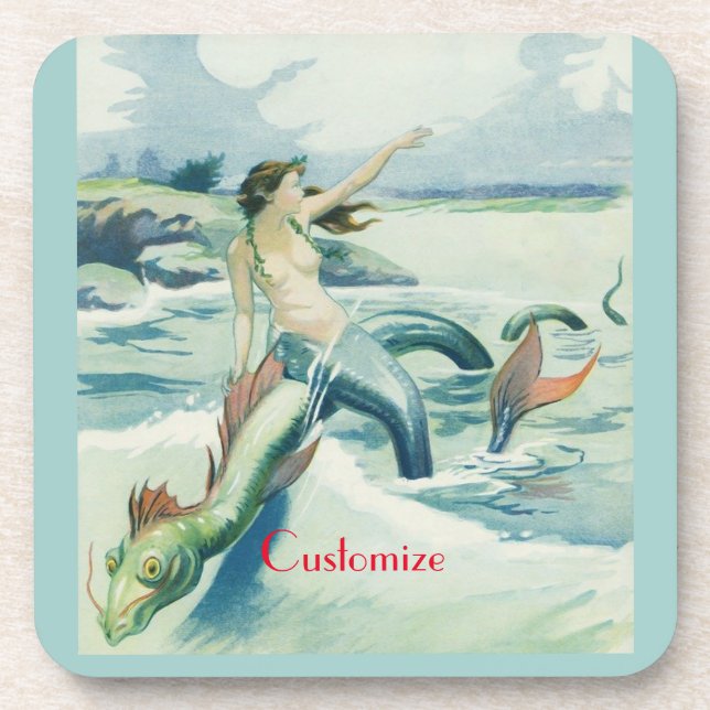 Dessous-de-verre Mermaid Riding Serpent de mer Thunder_Cove (Devant)