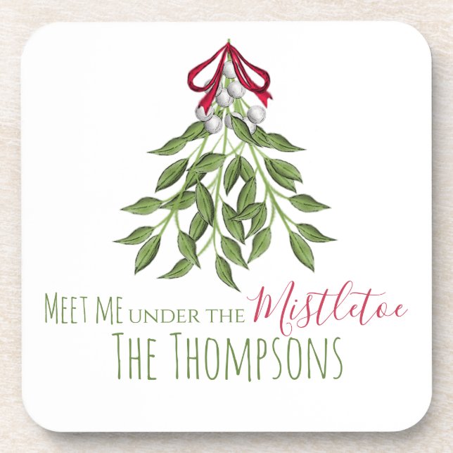 Dessous-de-verre Merry Mistletoe aux baies blanches (Devant)