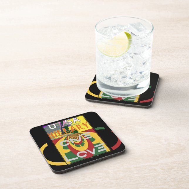 Dessous-de-verre Message d'amour dans les couleurs de Rasta Imprime (Côté Droit)