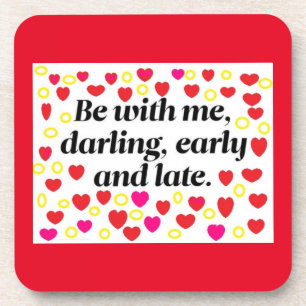 Dessous-de-verre Message romantique sur un design jaune rouge desso