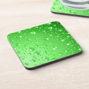 Dessous-de-verre Métallic vert brillant Chutes Abstraites de pluie