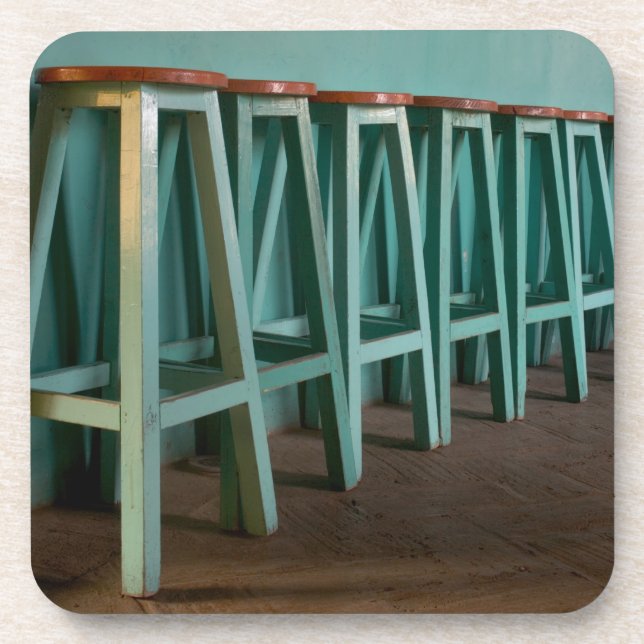 Dessous-de-verre Mexique, Oaxaca, Tabourets de bar verts alignés le (Devant)