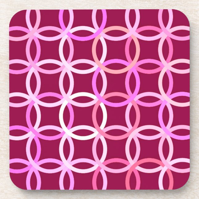 Dessous-de-verre Mi-siècle Cercles modernes, prune et orchidée rose (Devant)