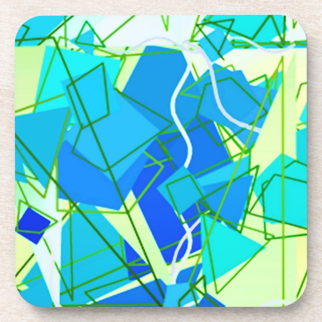 Dessous-de-verre Mi-siècle moderne Abstrait, Aqua & Cerulean Bleu (Devant)
