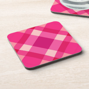 Dessous-de-verre Mi-siècle moderne Plaid, Fuchsia rose et vin