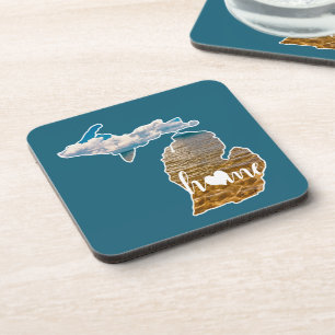 Dessous-de-verre Michigan Silhouette Avec Photo Maison Et Lac