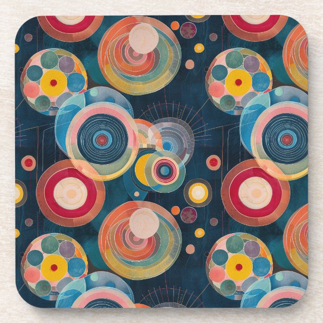 Dessous-de-verre Mid Century Mod Circles dans le style Hilma af Kli (Devant)