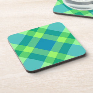 Dessous-de-verre Mid-Century Modern Plaid, Jade Green & Turquoise