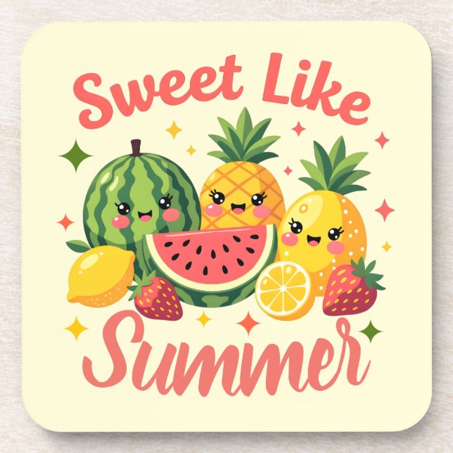 Dessous-de-verre Mignon Kawaii Fruit Sucré Comme Pastèque D'été (Devant)