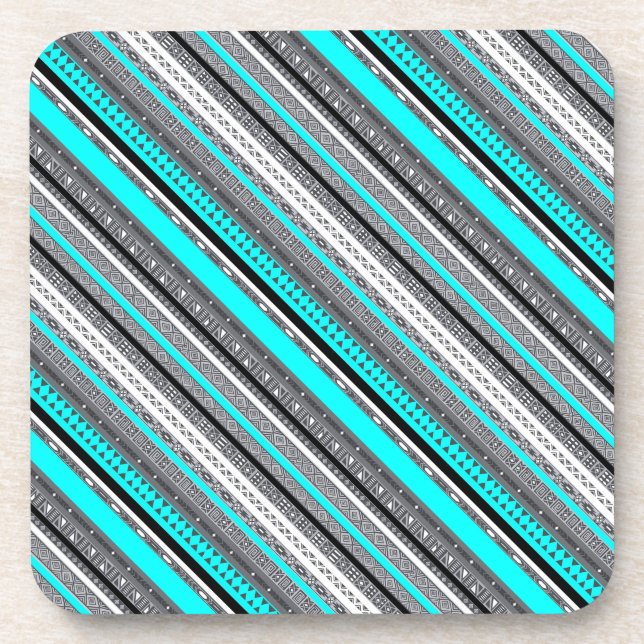 Dessous-de-verre Mignons motifs aztèques gris aqua (Devant)