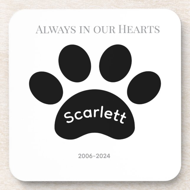 Dessous-de-verre Minimalist Black & White Paw Print Tribute (Devant)