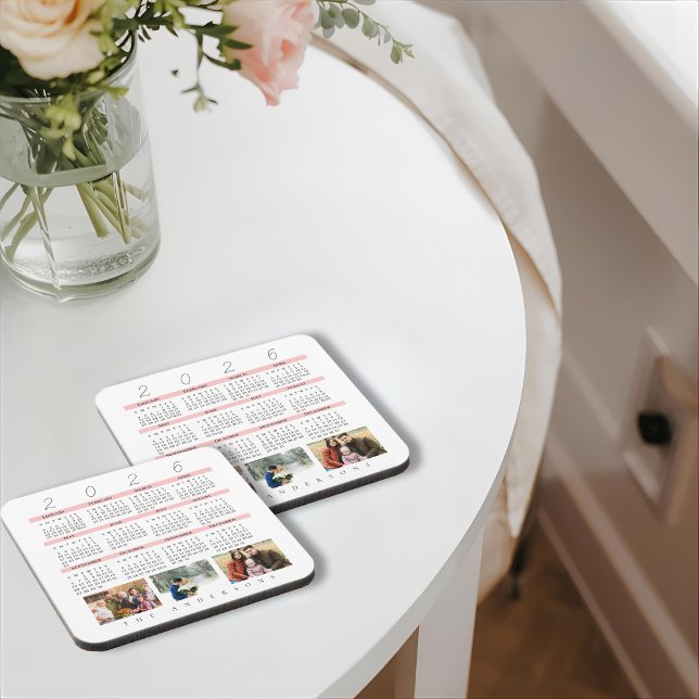 Dessous-de-verre Minimalist Photo Yearly 2026 Calendar Keepsake  (Minimalist Photo Yearly 2026 Calendar Keepsake Beverage Coaster)