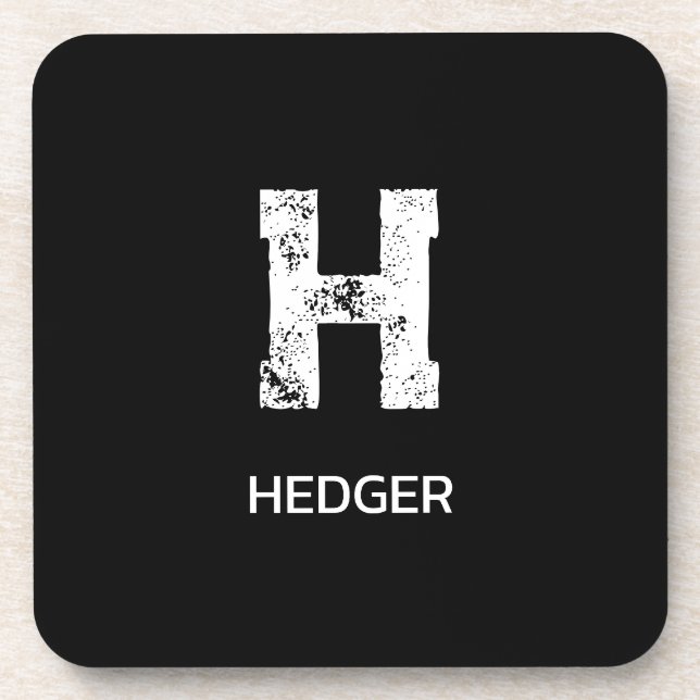 DESSOUS-DE-VERRE MINIMALIST WHITE ONE LETTER MONOGRAM NAME BLACK (Devant)