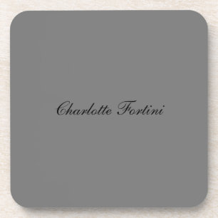 Dessous-de-verre Minimaliste Classique Écriture Manuscrite Nom Gris