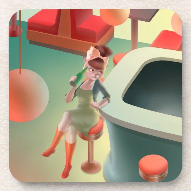 Dessous-de-verre Miss Meow - Late Night Bar Series (Devant)