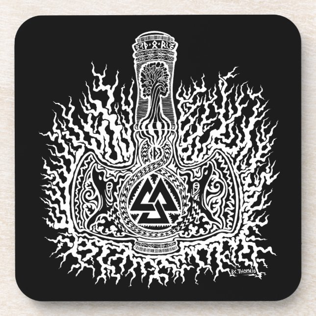 Dessous de verre Mjolnir-Valknut série de 6 (Devant)