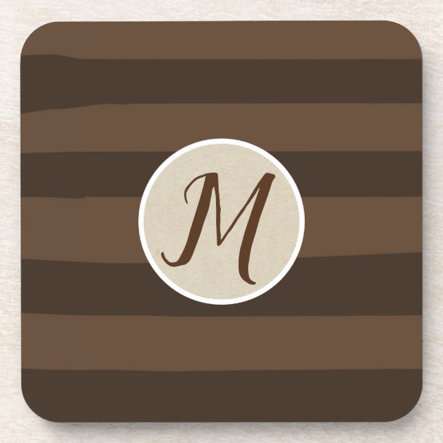 Dessous-de-verre Mocha Brown Whimsical Funky Stripes Moderne Chic (Devant)