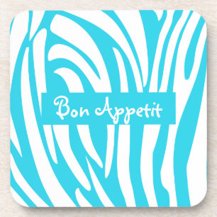 Dessous-de-verre Modèle de zèbre à rayures turquoise personnalisé