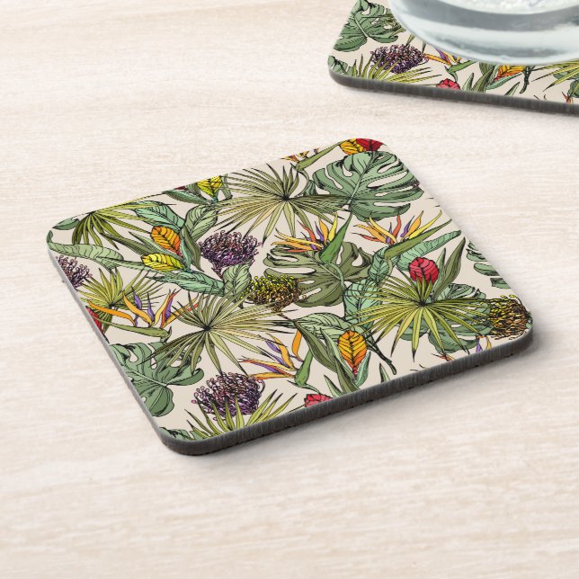 Dessous-de-verre Modèle floral tropical (Côté gauche)