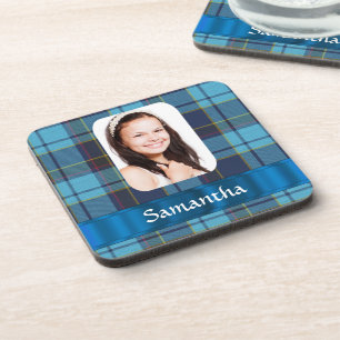 Dessous-de-verre Modèle photo plaid bleu tartan