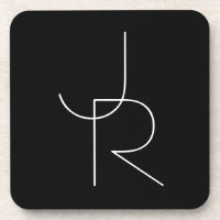 Modern 2 Overlapping Initials | White on Black