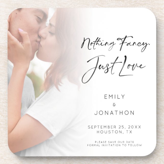 Dessous-de-verre Modern Nothing Fancy Just Love Photo Save the Date (Devant)