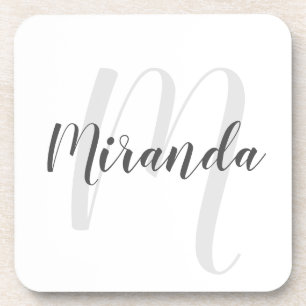Dessous-de-verre Modern Script Personalized Monogram and Name