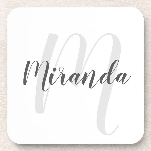 Dessous-de-verre Modern Script Personalized Monogram and Name (Devant)