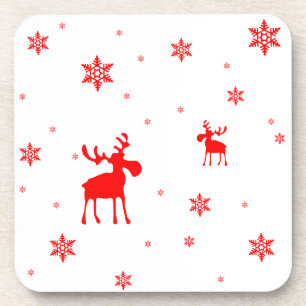 Dessous-de-verre Modern Simple Red Moose Snowflakes