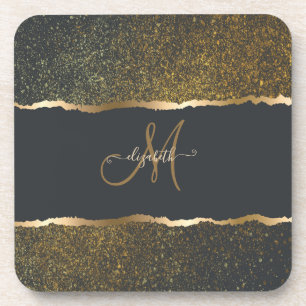 Dessous-de-verre Moderne Élégant Monogramme au Touché d'Or