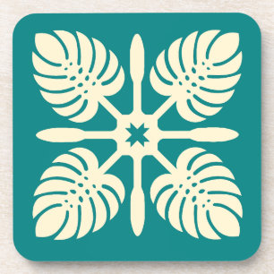 Dessous-de-verre Moderne Hawaiian Quilt Green Paddle Monstera Coast